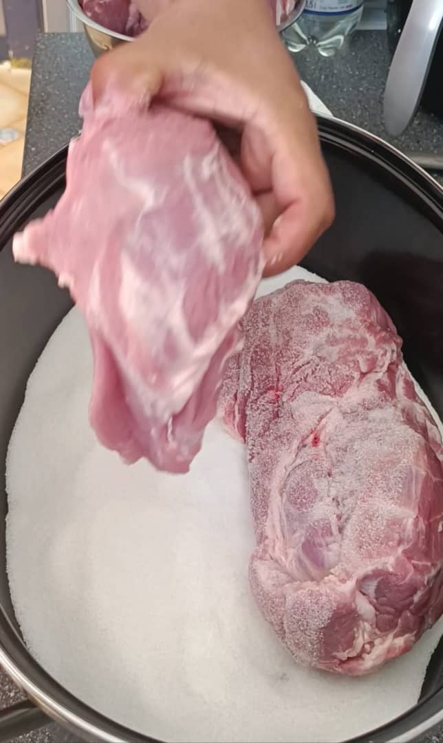 Sal y azucar para secar la pieza